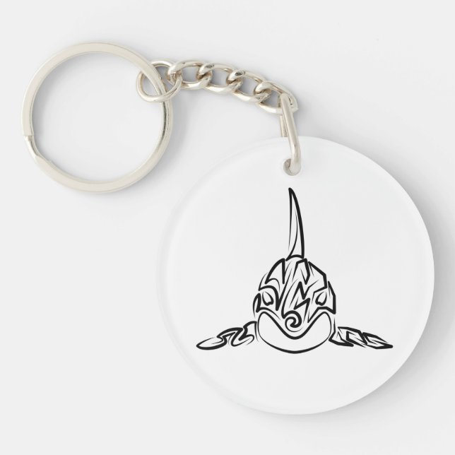 Black and White Tribal Orca Key Ring (Front)