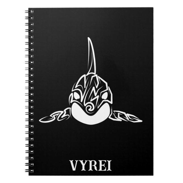 Black and White Tribal Orca Notebook (Front)