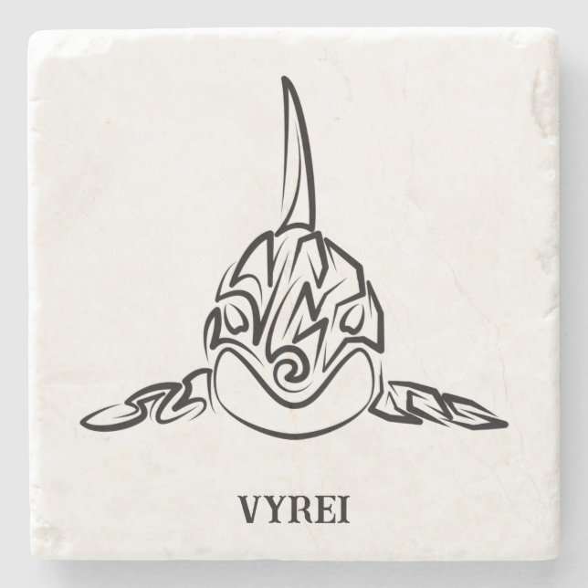 Black and White Tribal Orca Stone Coaster (Front)