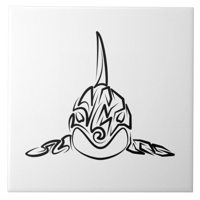 Black and White Tribal Orca Tile (Front)