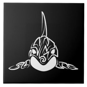 Black and White Tribal Orca Tile