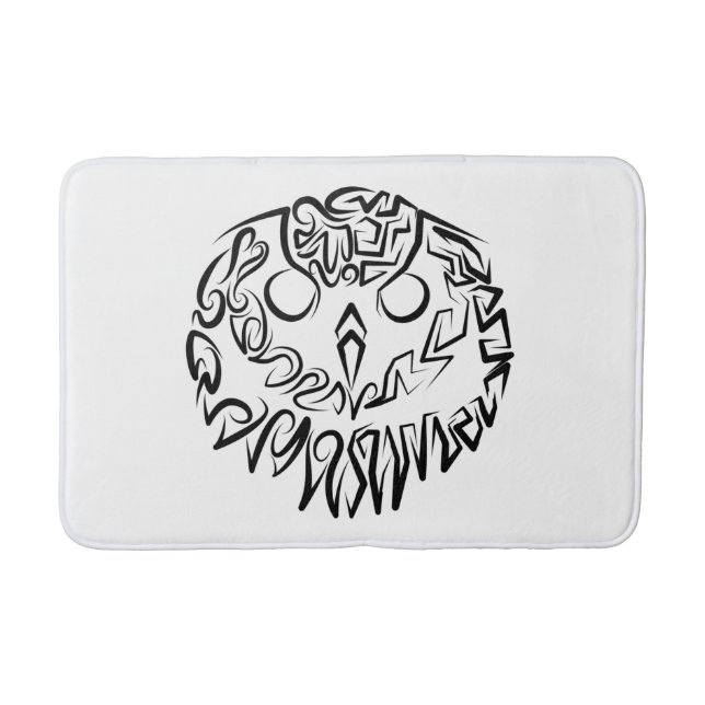 Black and White Tribal Owl Bath Mat (Front)