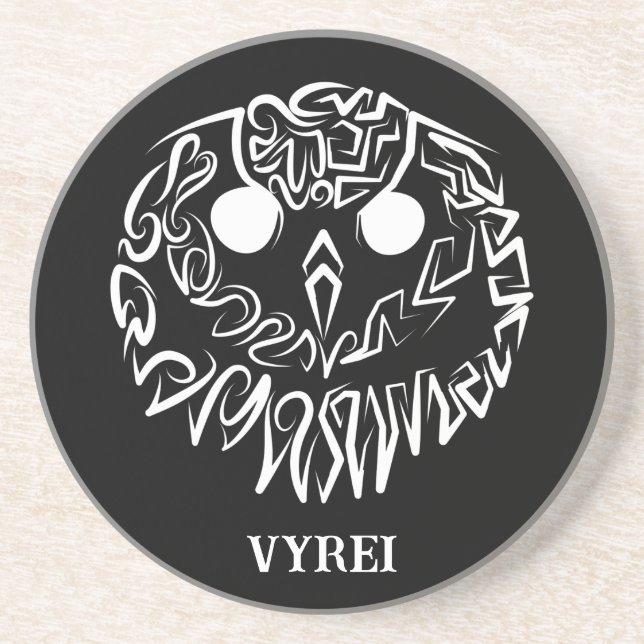 Black and White Tribal Owl Coaster (Front)
