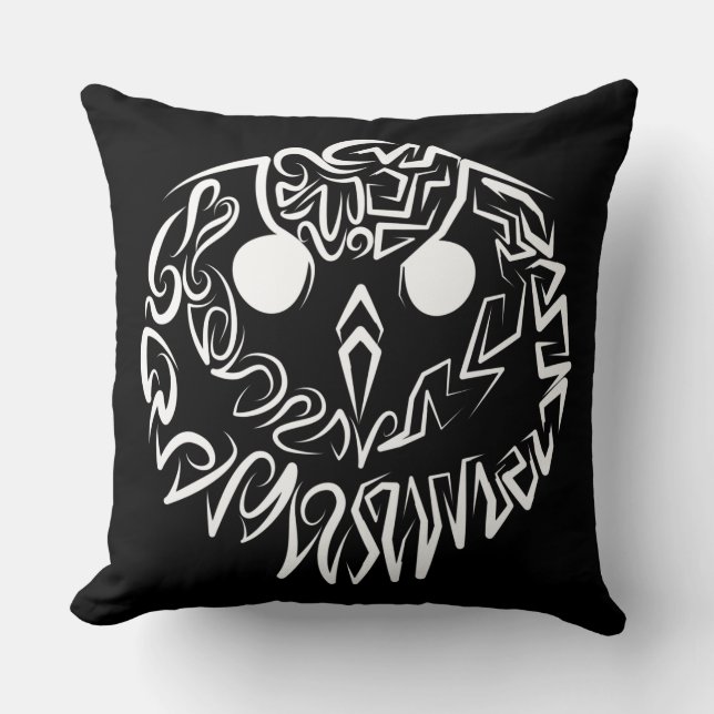 Black and White Tribal Owl Cushion (Front)