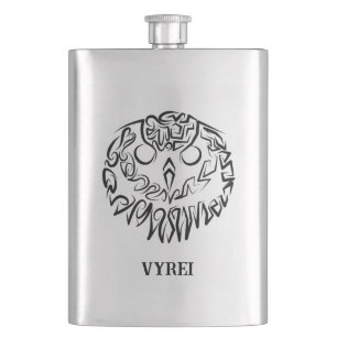 Black and White Tribal Owl Hip Flask
