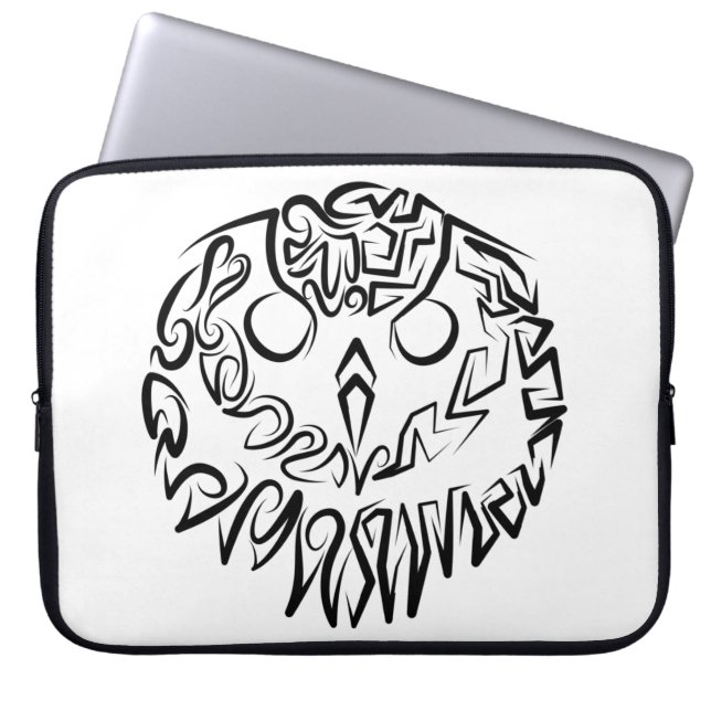 Black and White Tribal Owl Laptop Sleeve (Front)