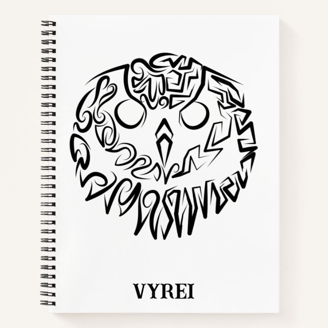 Black and White Tribal Owl Notebook (Front)