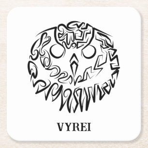Black and White Tribal Owl Square Paper Coaster