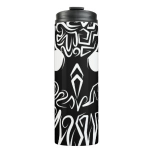 Black and White Tribal Owl Thermal Tumbler