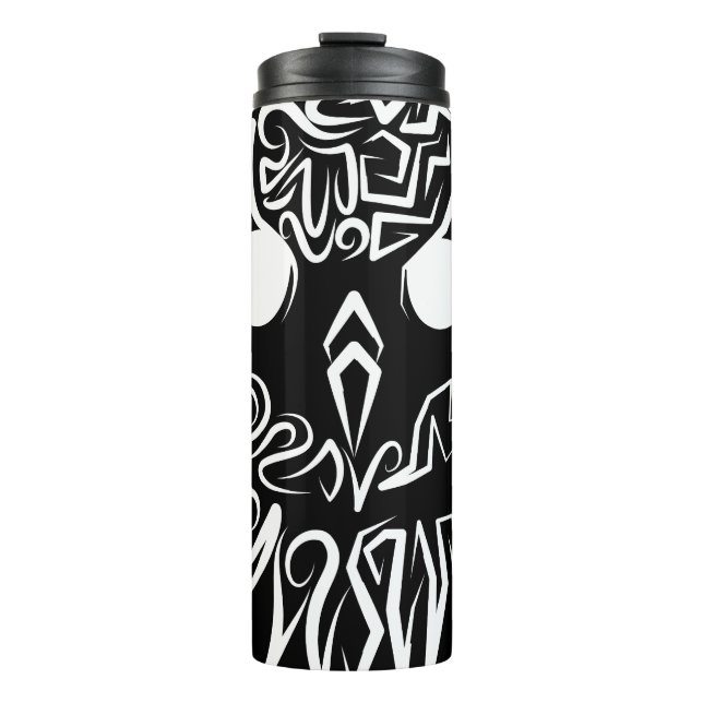 Black and White Tribal Owl Thermal Tumbler (Front)