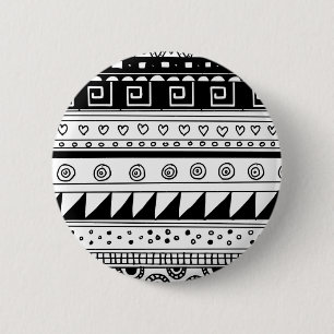 Black and white Tribal pattern 6 Cm Round Badge