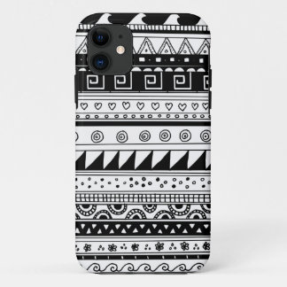 Black and white Tribal pattern iPhone 11 Case