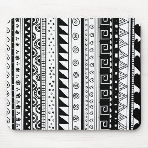 Black and white Tribal pattern Mouse Pad