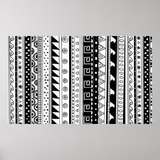 Black and white Tribal pattern Poster