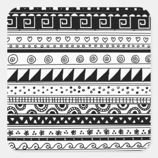 Black and white Tribal pattern Square Sticker