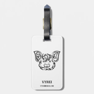 Black and White Tribal Pig Luggage Tag