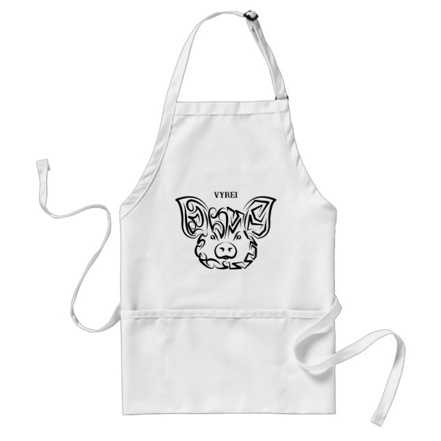 Black and White Tribal Pig Standard Apron (Front)