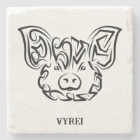 Black and White Tribal Pig