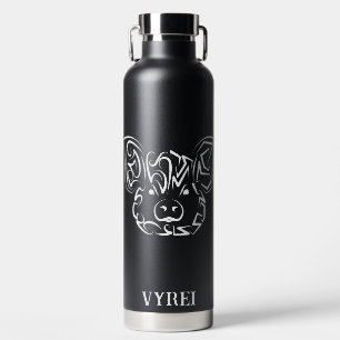 Black and White Tribal Pig Water Bottle