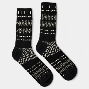 Black And White Tribal Print Crew Socks
