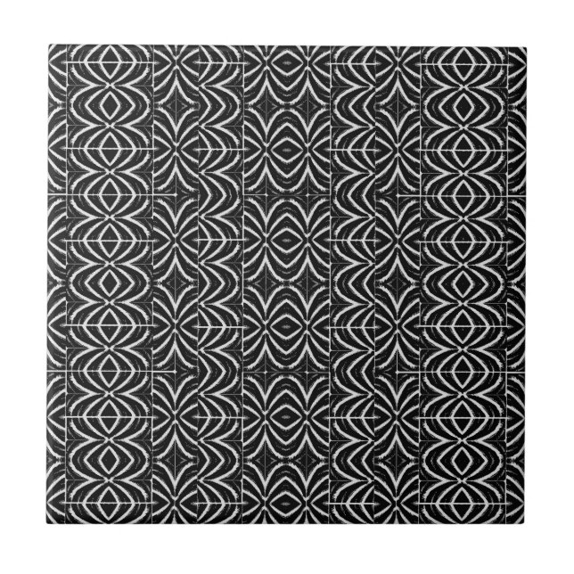 Black and White Tribal Print Tile (Front)