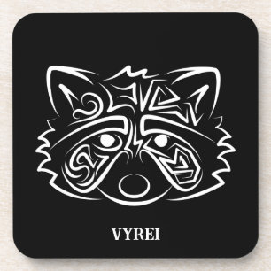 Black and White Tribal Rabbit Beverage Coaster
