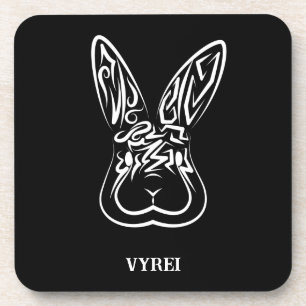 Black and White Tribal Rabbit Coaster