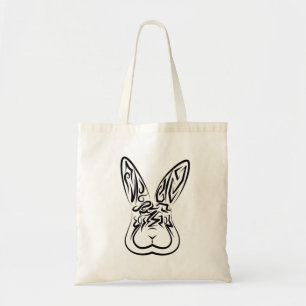 Black and White Tribal Rabbit Tote Bag