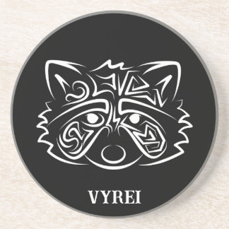 Black and White Tribal Racoon Coaster