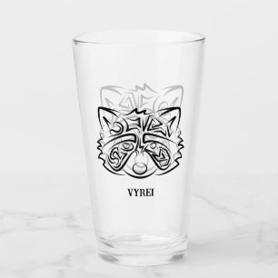 Black and White Tribal Racoon Glass