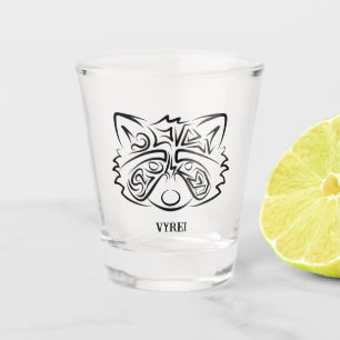 Black and White Tribal Racoon Shot Glass
