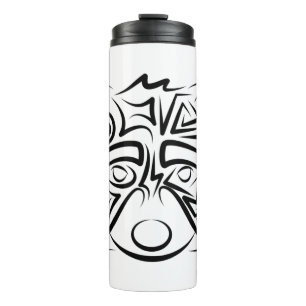 Black and White Tribal Racoon Thermal Tumbler