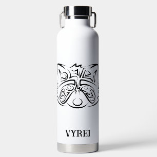 Black and White Tribal Racoon Water Bottle