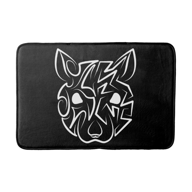 Black and White Tribal Rat Bath Mat (Front)