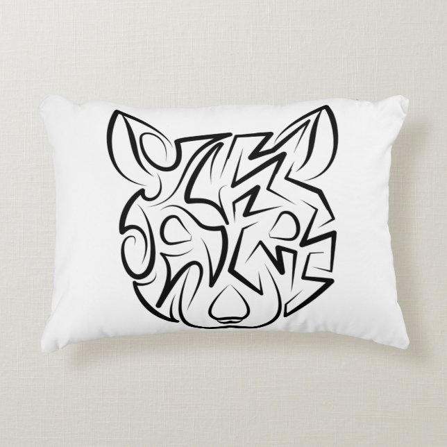 Black and White Tribal Rat Decorative Cushion (Front)
