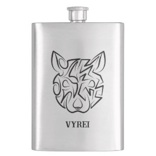 Black and White Tribal Rat Hip Flask