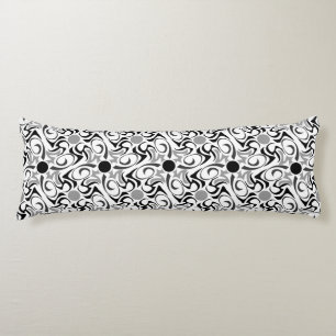 Black and White Tribal Rice Grain Pattern Body Cushion