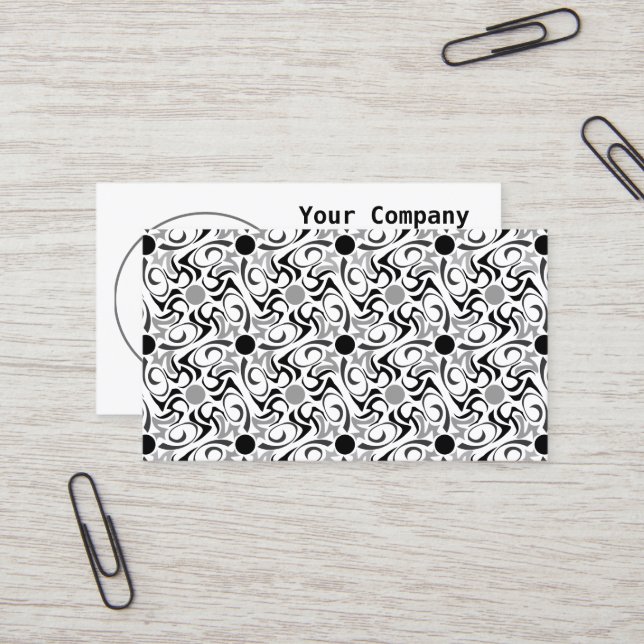 Black and White Tribal Rice Grain Pattern Business Card (Front/Back In Situ)