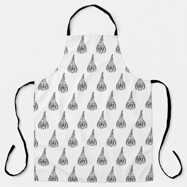 Black and White Tribal Rooster Apron (Front)