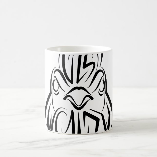 Black and White Tribal Rooster Coffee Mug (Center)