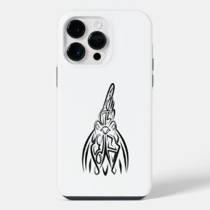 Black and White Tribal Rooster iPhone 14 Pro Max Case