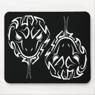 Black and White Tribal Rooster Mouse Pad
