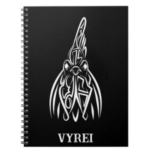 Black and White Tribal Rooster Notebook