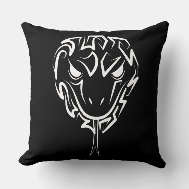 Black and White Tribal Snake Cushion (Front)