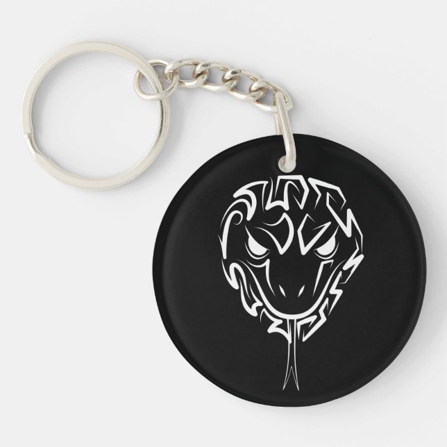 Black and White Tribal Snake Key Ring (Front)