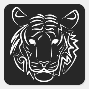 Black and White Tribal Snake Square Sticker