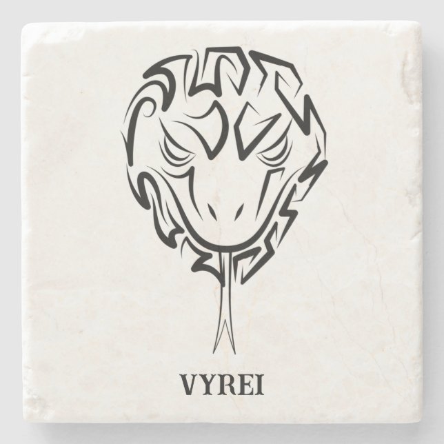 Black and White Tribal Snake Stone Coaster (Front)