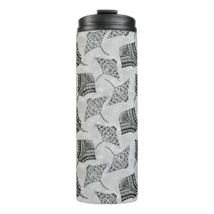 Black and White Tribal Stingrays Thermal Tumbler