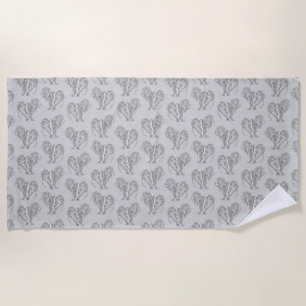 Black and White Tribal Tattoo Manatees Beach Towel