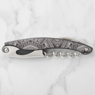 Black and White Tribal Tattoo Pattern Father's Day Corkscrew